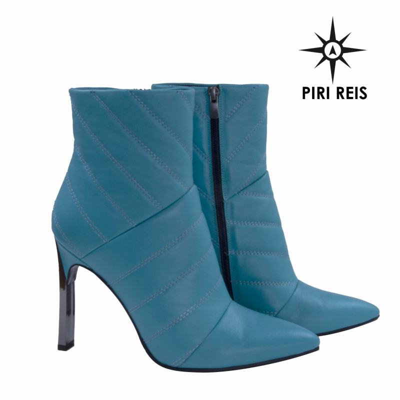 Kopenhaga 1 Turkusowe Skórzane Botki