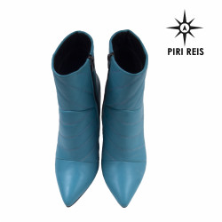 Kopenhaga 1 Turkusowe Skórzane Botki