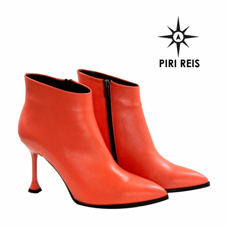 Ręcznie Wykonane Pomarańczowe Botki ze Skóry | Piri Reis
