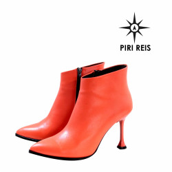 El Yapımı Hakiki Deri Turuncu Kadın Bot | Piri Reis