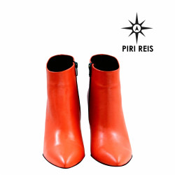 Ręcznie Wykonane Pomarańczowe Botki ze Skóry | Piri Reis