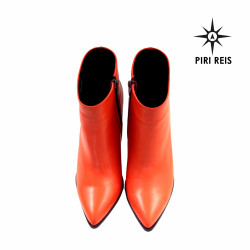 Ręcznie Wykonane Pomarańczowe Botki ze Skóry | Piri Reis