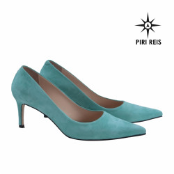 urkusowe Zamszowe Szpilki na Średnim Obcasie PIRI REIS