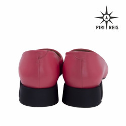 Ręcznie Robione Różowe Skórzane Czółenka Blok PIRI REIS