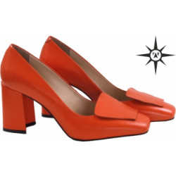 PIRI REIS Fuşya Deri Topuklu - Düşük Geometrik Topuk