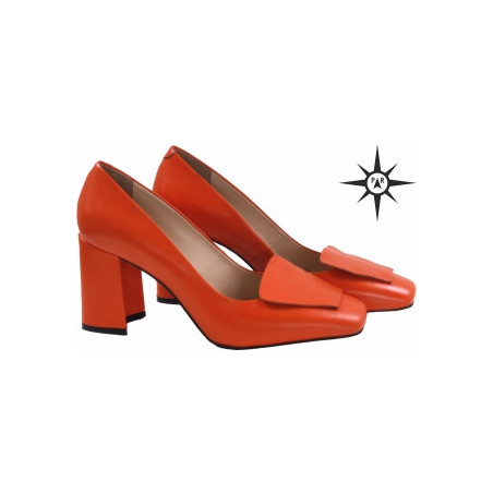PIRI REIS Fuşya Deri Topuklu - Düşük Geometrik Topuk