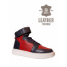 Unisex Skórzane Sneakersy High-Top – Czerwono-Granatowe | Piri Reis Handmade