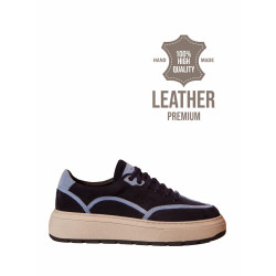 Granatowo-Błękitne Sneakersy Premium – Handmade Skóra & Zamsz | Piri Reis