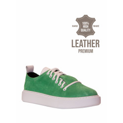 Ręcznie Robione Zielone Zamszowe Sneakersy - 100% Skóra, Stambuł