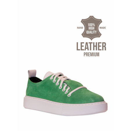 Canlı Süet El Yapımı Sneaker - İstanbul Koleksiyonu (Model Adı: Yeşil Yıldız/Green Star)