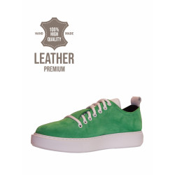 Canlı Süet El Yapımı Sneaker - İstanbul Koleksiyonu (Model Adı: Yeşil Yıldız/Green Star)