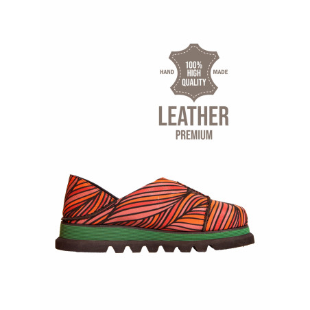 Slip-On “HAWAIE” Platformlar – Zebra Desenli / Kalın Taban (Renkler: Kırmızı-Mor)